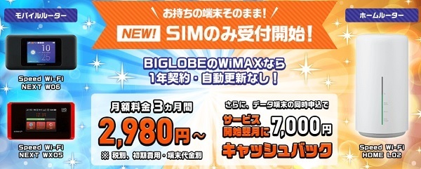 ビッグローブワイマックスキャンペーン